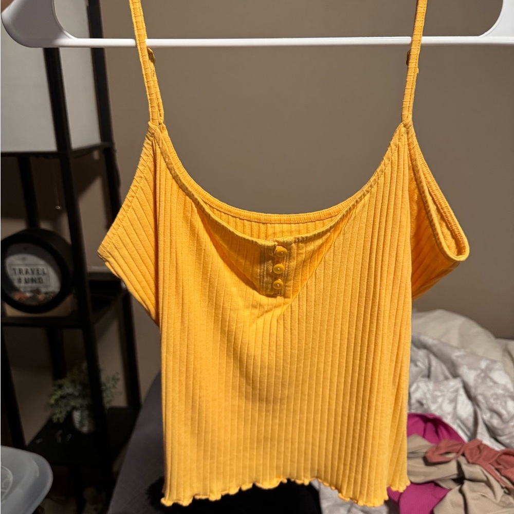 Yellow Ribbed Women's Top